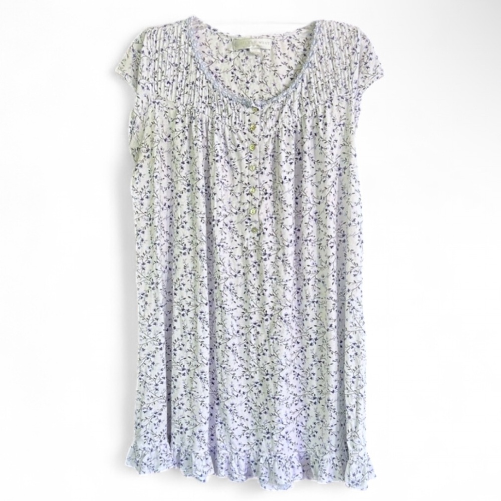 EILEEN WEST Ditsy Floral Short Nightgown Dainty Cottage Prairie Feminine Size S